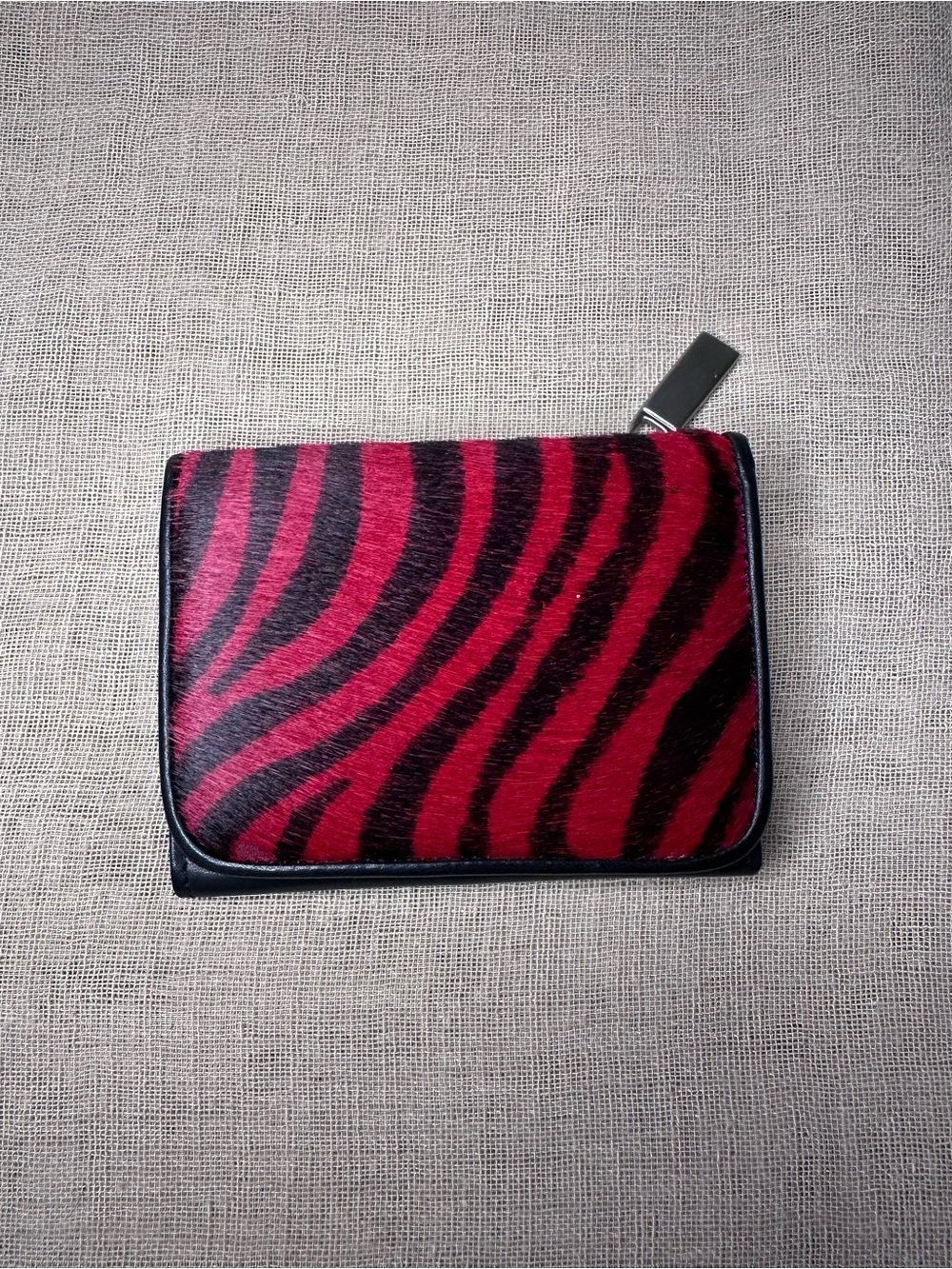 Vintage Wilsons Leather Red Zebra Pony Hair Tote Bag & Matching Wallet Set Y2K - Picture 11 of 14